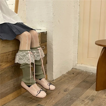 Gothic Lolita Bow Knit Sock