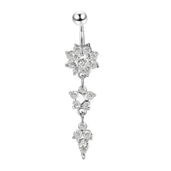 Zircon Flower Dangle Gothic Belly Ring