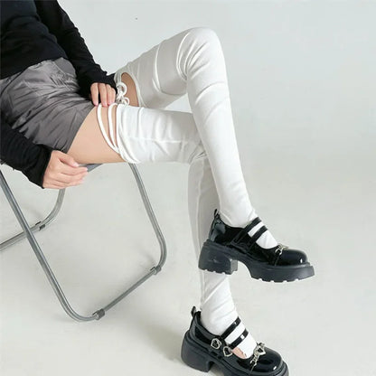 Gothic Tie Split Toe Knee Sock