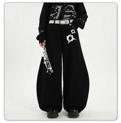 Pistol Print Wide Leg Pants