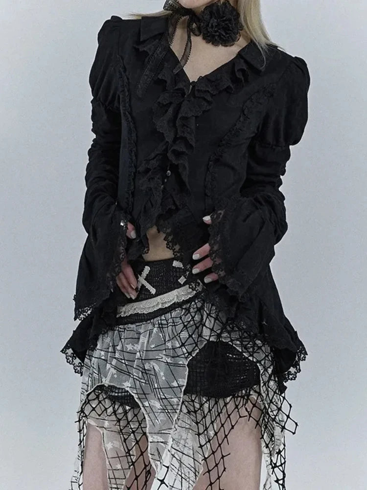 Vintage V-Neck Lace Blouse