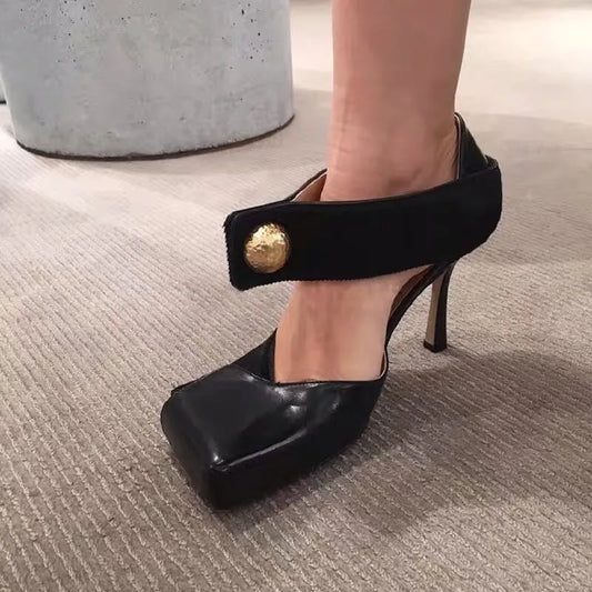 Square Head Pumps Gothic High Heel