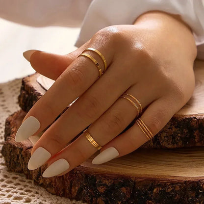 Boho Gold Heart Geometric Gothic Pearl Ring