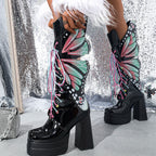 Waterproof Platform Thick Heel Mid-Calf Boot