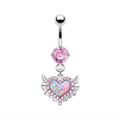Butterfly Heart Dangle Gothic Belly Ring