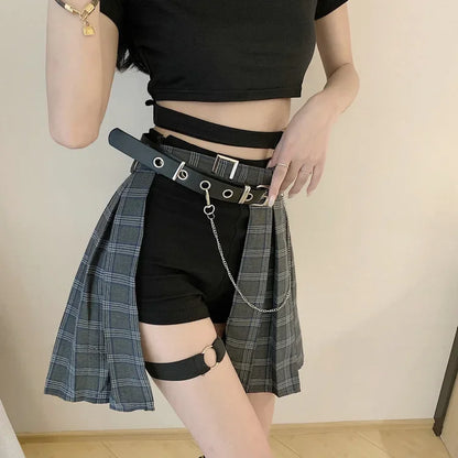 Plaid Irregular High Waist Skirt