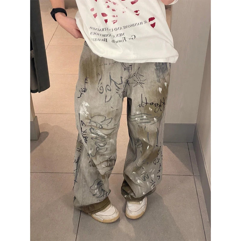 Graffiti Print Gothic High-Waist Pant Main image