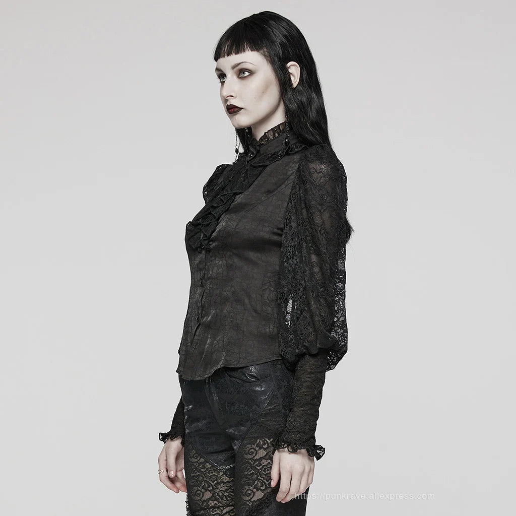 Glossy Textured Gothic Blouse