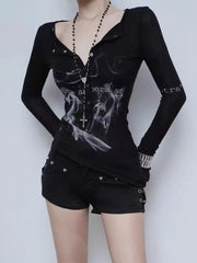 High Street Graphic Long Sleeve Blouse