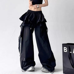 Lace Patchwork Cargo Pants