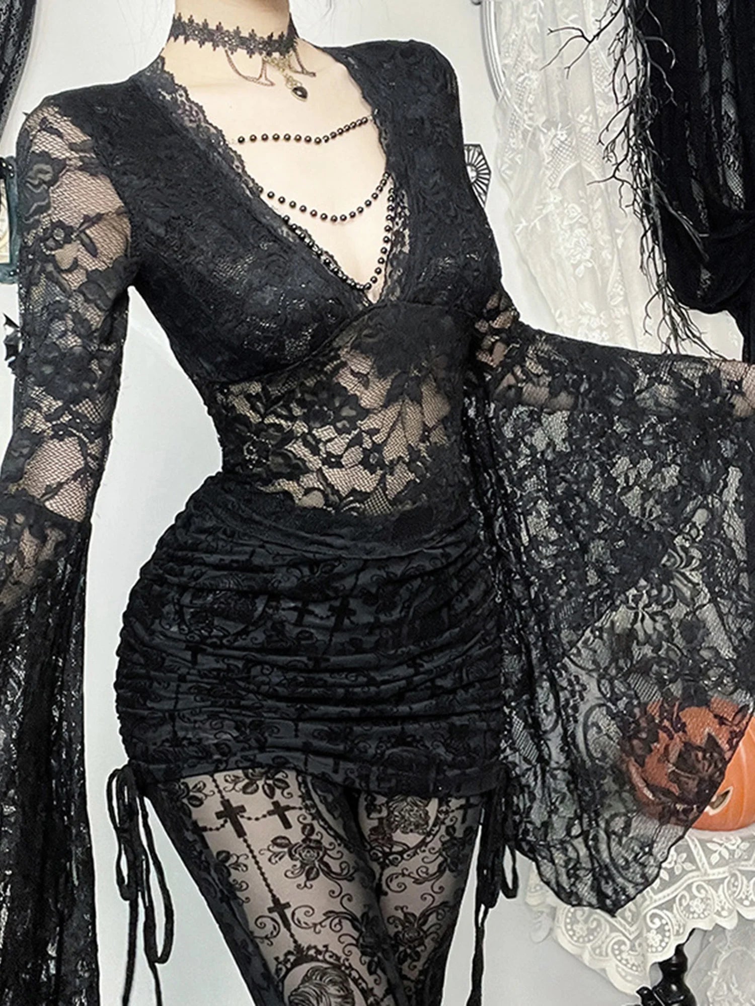 Deep V-Neck Mesh Top Secondary image