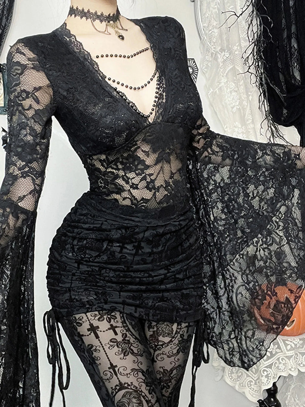 Deep V-Neck Mesh Top