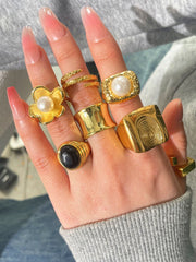 Geometric Gothic Titanium Steel Ring