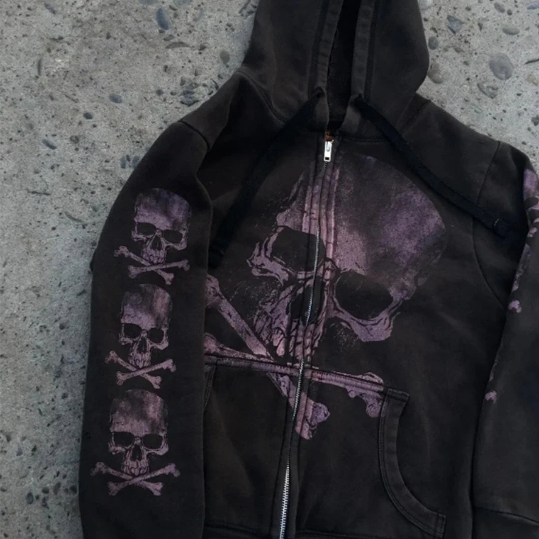Gothic Punk Pattern Zip Hoodie Main image