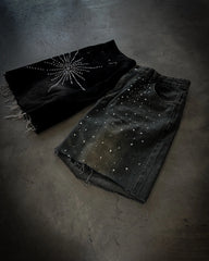 Rhinestone Sequin Denim Short