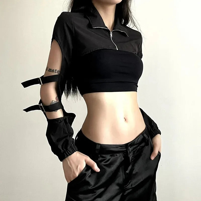 Cyberpunk Hollow Out Mesh Top Main image