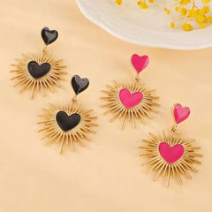 Gothic Thorny Black Drip Oil Heart Earring