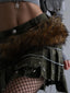 Faux Fur Gothic Metal Chain Spliced Belt