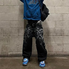 Gothic Skull Geometry Loose Pant