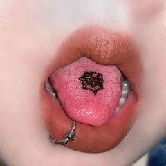 Spider Web Stainless Steel Punk Tongue Ring