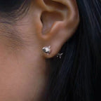 Boho Gold Silver Moon Horn Stud Earring