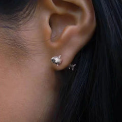 Boho Gold Silver Moon Horn Stud Earring