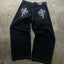 Skeleton Print Wide Leg Pants