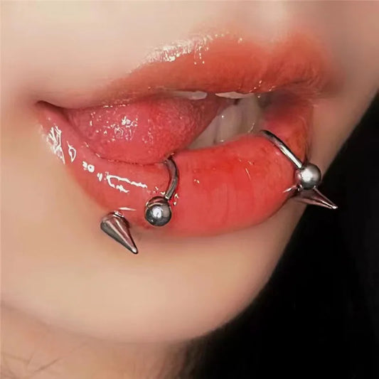 Opal Glue Dripping Oil Titanium Steel Lip Stud