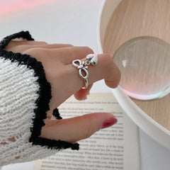 Bow Heart Pendant Gothic Ring