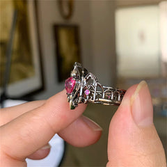 Kpop Y2K Crystal Heart Adjustable Gothic Ring