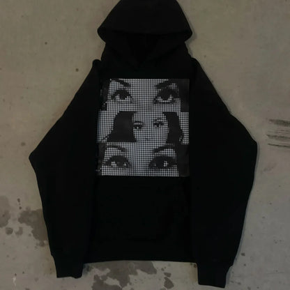 Gothic Casual Print Oversized Hoodie