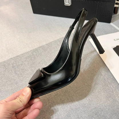 Patent Leather Gothic Slingback Pointed Toe High Heel