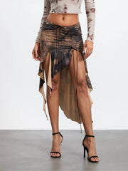 Elastic Waist Draped Ruffle Skirt