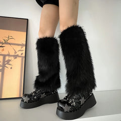 Gothic Rabbit Fur Plush Leg Sock