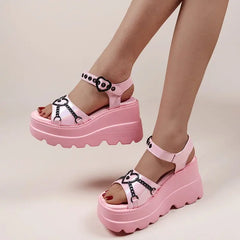 Pink Wedge Gothic Platform Sandal
