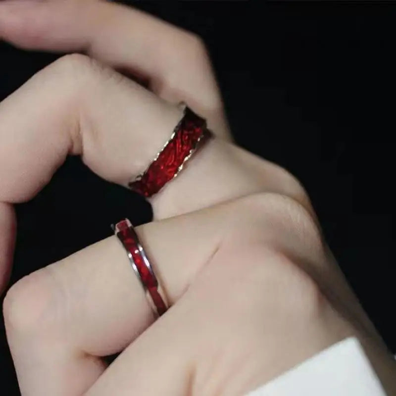 Y2K Red Drip Oil Gothic Ring Main image