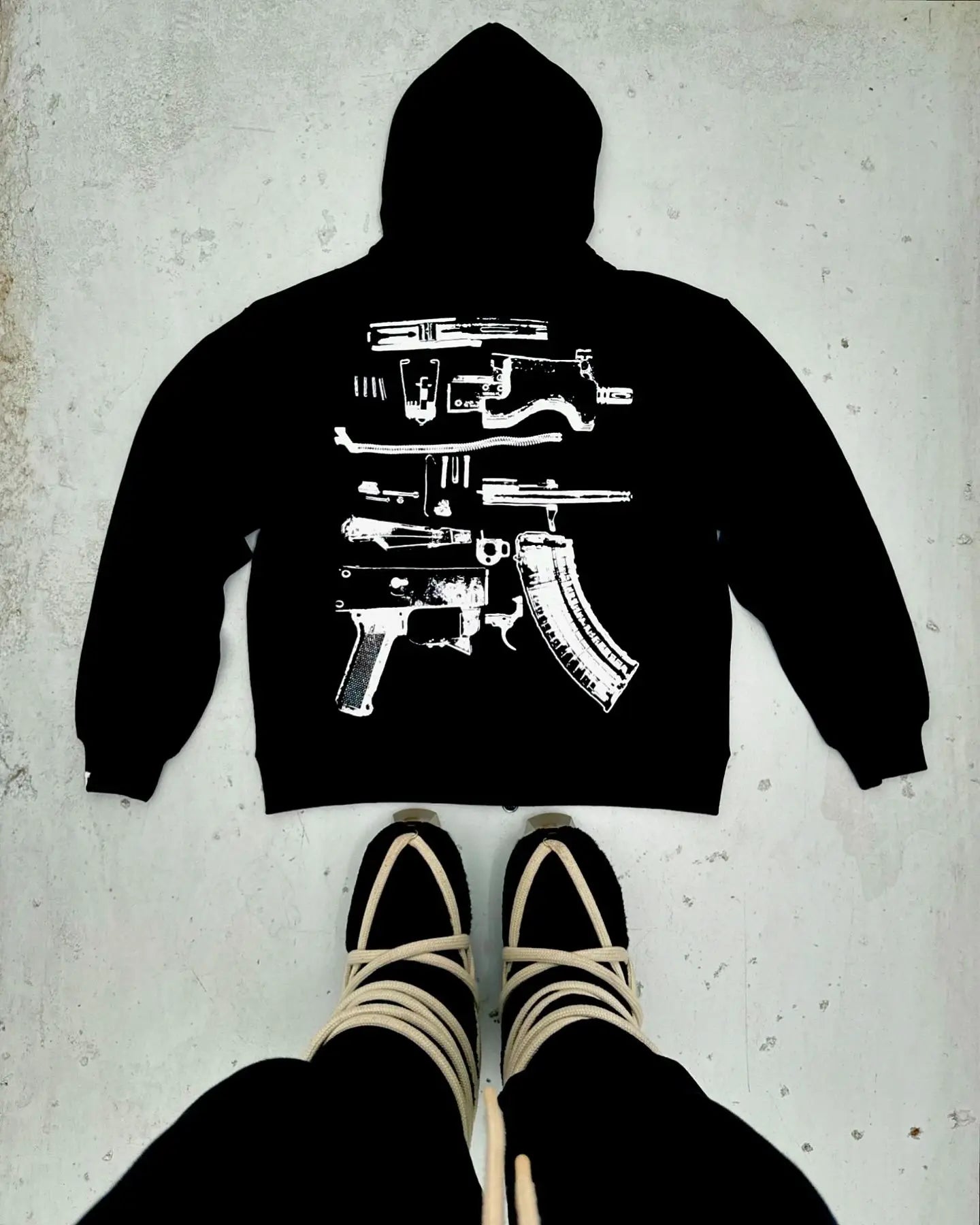 Gothic Letter Print Zip Hoodie