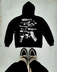 Gothic Letter Print Zip Hoodie