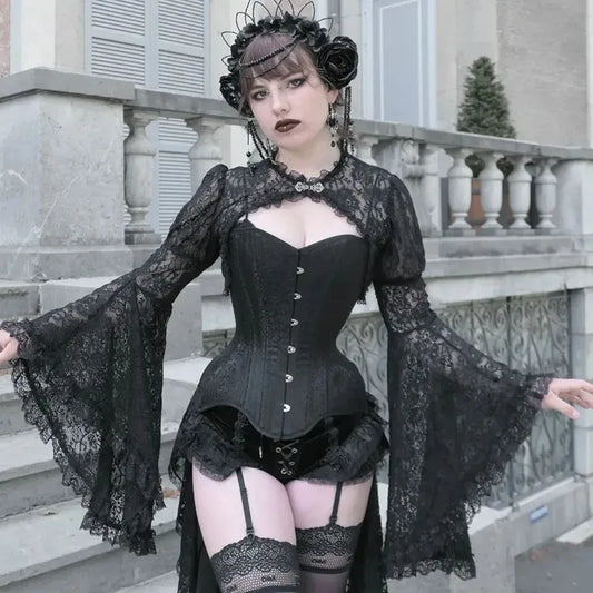 Gothic Flared Sleeve Silk Blouse