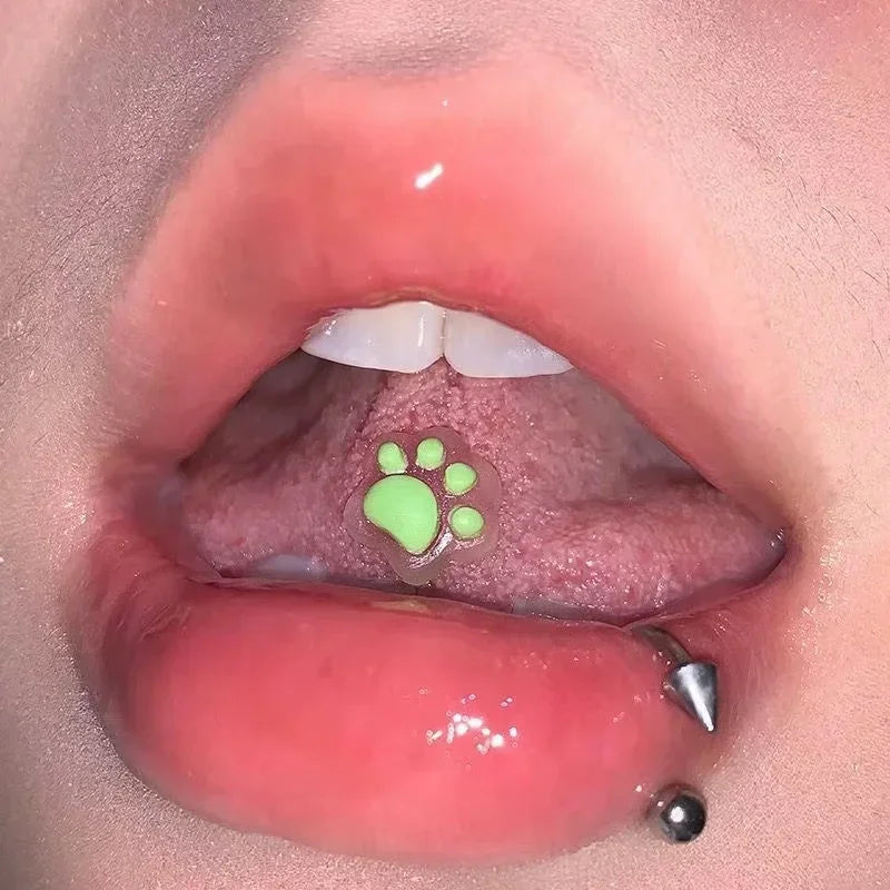 Color Changing Dog Paw Bear Paw Tongue Ring