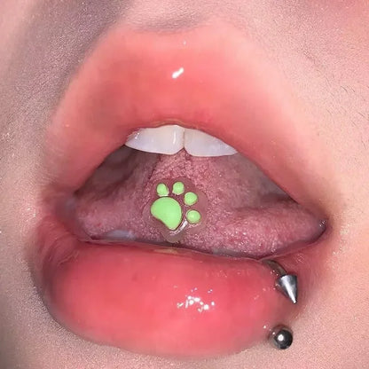 Color Changing Dog Paw Bear Paw Tongue Ring