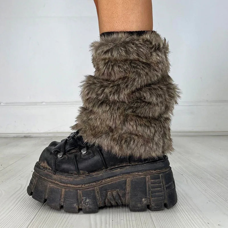 Gothic Faux Fur Thick Plush Sock