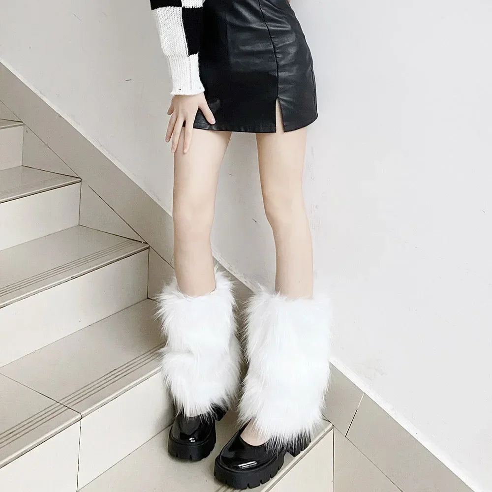 Gothic Faux Fur Plush Long Leg Sock