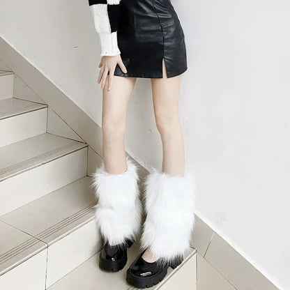 Gothic Faux Fur Plush Long Leg Sock