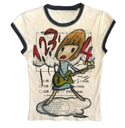 Aesthetic Emo Graphic Cotton T-shirt