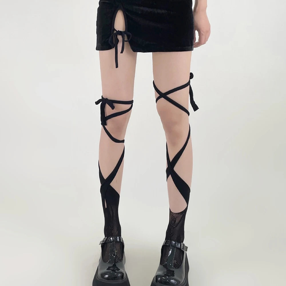 Gothic Tie Lace Fishnet Sock Main image