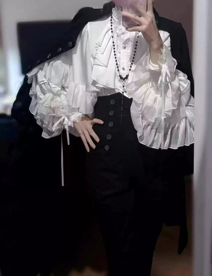 Gothic Ruffle Batwing Sleeve Blouse