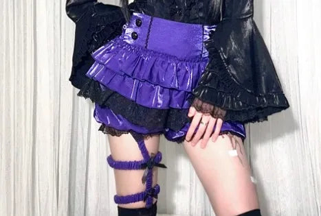 Lace Patch Velour Gothic Blouse