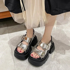 Thick Sole Gothic Buckle Sandal