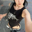 Spider Web Print Aesthetic Bandage Crop Top